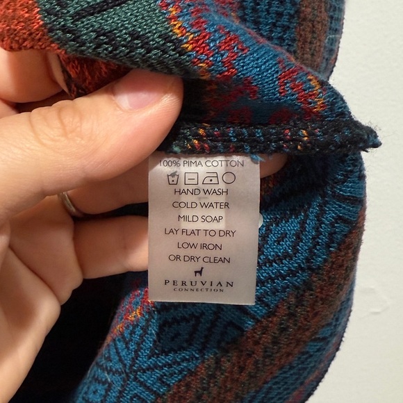 Peruvian Connection Knit Pencil Skirt Small S Multicolor Geometric Print Cotton - Picture 4 of 5